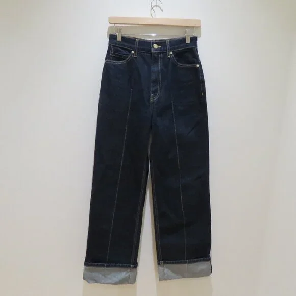 ULLA JOHNSON Genevieve Wide Leg Jeans in Tigris Dark Denim Size 26 Quiet Luxury - Picture 3 of 15